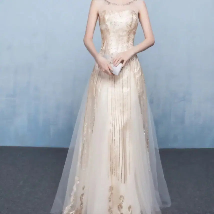 [BUNJANG] Gold Sequin Long Dress / 골드 스팽글 롱 드레스(55)