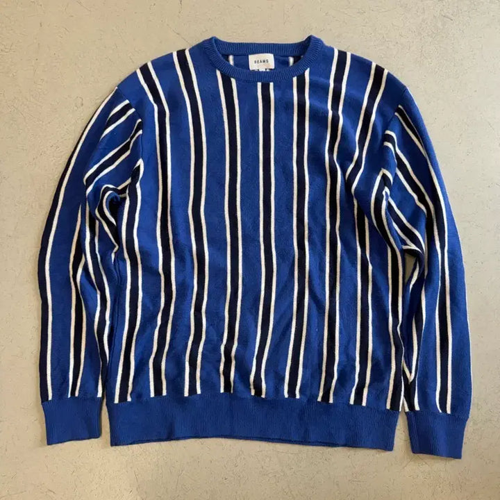[BUNJANG] Beams Blue Stripe Cotton Knit / 빔즈 블루 스트라이프 면니트