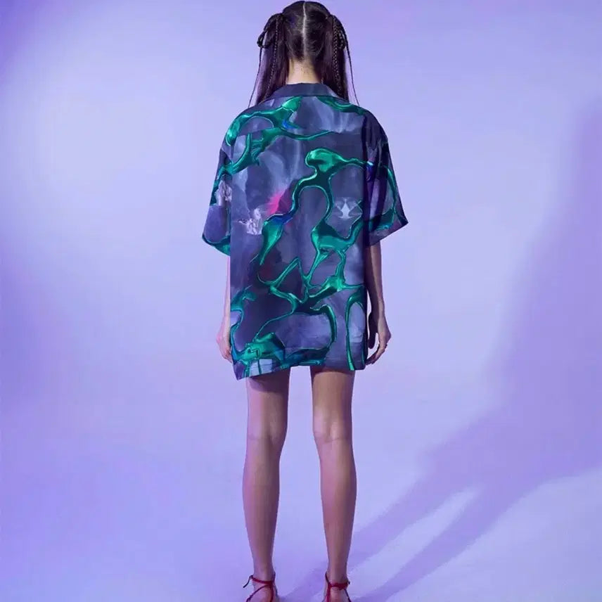 [BUNJANG] Kimzisu 3D Printed Short Sleeve Shirt / Kimzisu 킴지수 3D 프린티드 반팔셔츠