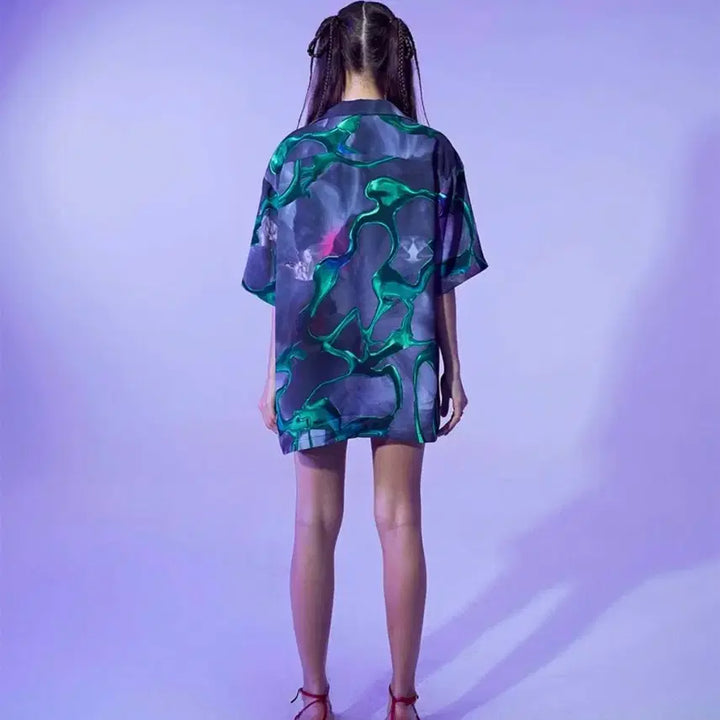 [BUNJANG] Kimzisu 3D Printed Short Sleeve Shirt / Kimzisu 킴지수 3D 프린티드 반팔셔츠