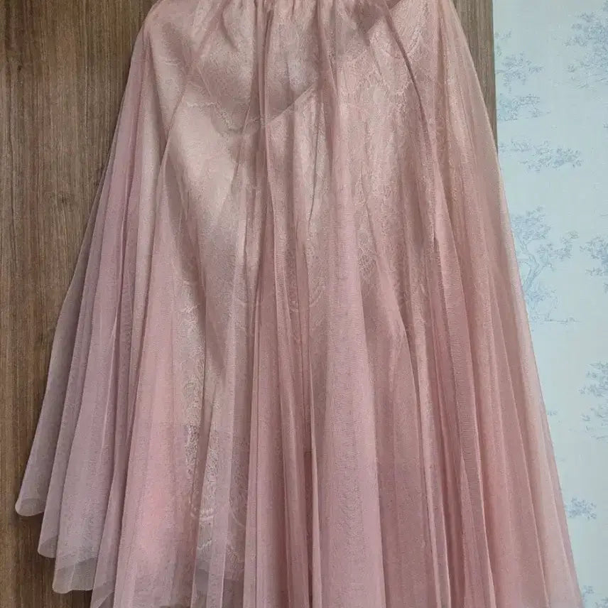 [BUNJANG] Pink Lace Tulle Skirt / 핑크색 레이스 튤 스커트