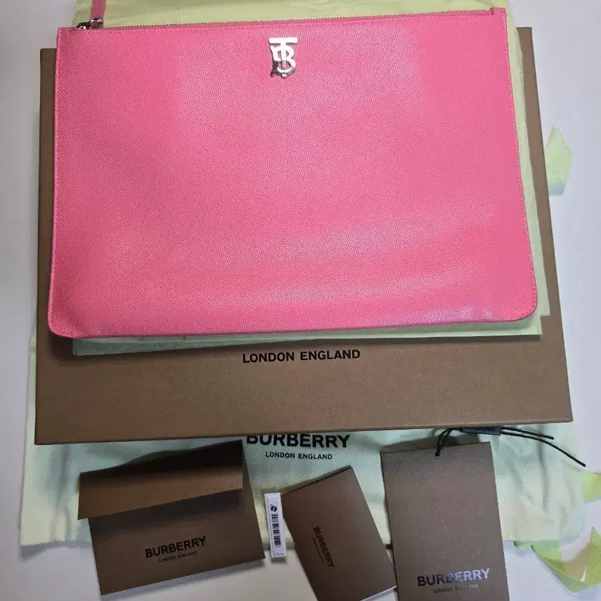 [BUNJANG] Burberry Pink Leather Clutch Bag / 정품 버버리 핑크 가죽 클러치백