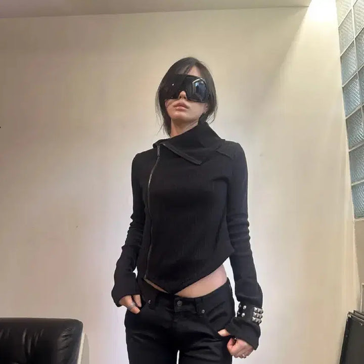 [BUNJANG] Innumute High Unbalanced Zip-up Black / 이너뮤트 하이 언발란스 집업 블랙 미착용