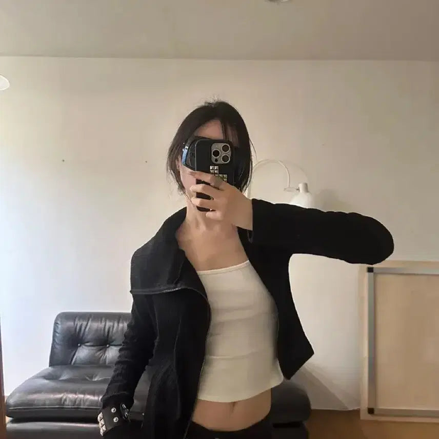 [BUNJANG] Innumute High Unbalanced Zip-up Black / 이너뮤트 하이 언발란스 집업 블랙 미착용
