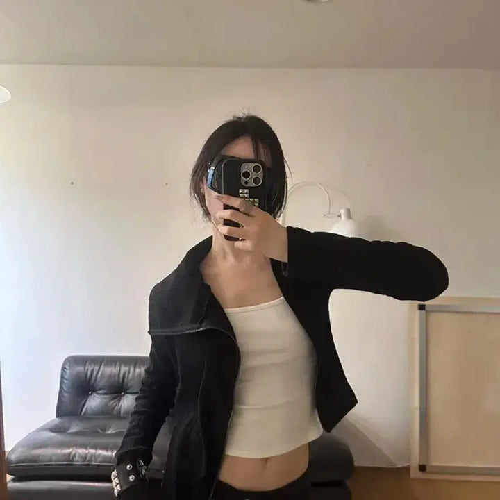 [BUNJANG] Innumute High Unbalanced Zip-up Black / 이너뮤트 하이 언발란스 집업 블랙 미착용
