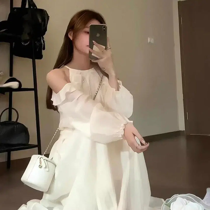 [BUNJANG] White Chiffon Long Dress / 휴양지 화이트 쉬폰 롱 원피스
