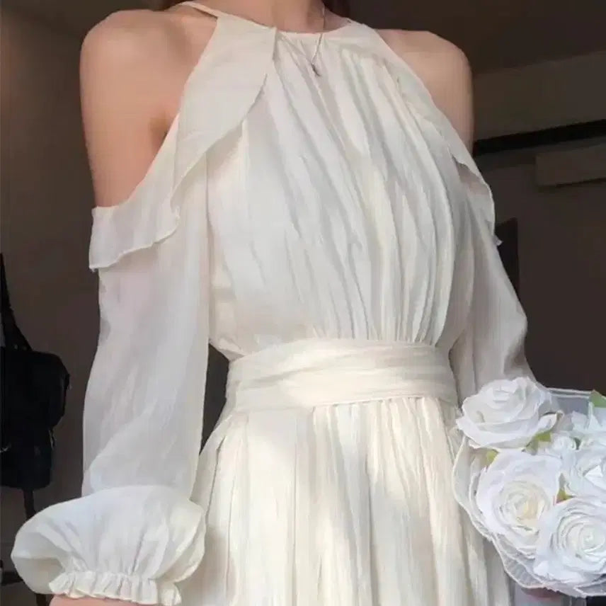 [BUNJANG] White Chiffon Long Dress / 휴양지 화이트 쉬폰 롱 원피스