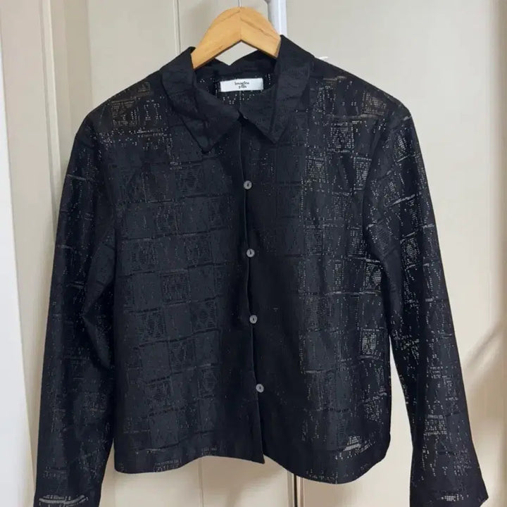 [BUNJANG] Lace Punching Black Shirt Blouse / [새상품] 레이스 펀칭 블랙 셔츠