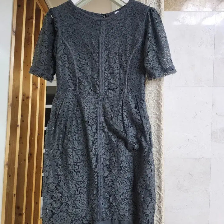 [BUNJANG] Zara Lace Short Sleeve Dress - Grey / 자라 레이스 반팔 원피스 그레이
