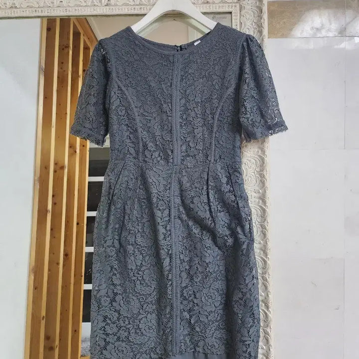 [BUNJANG] Zara Lace Short Sleeve Dress - Grey / 자라 레이스 반팔 원피스 그레이