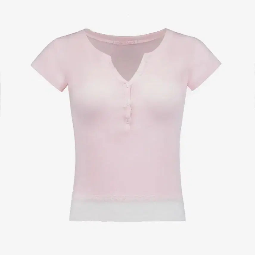 [BUNJANG] Pouring Baby Powder Lace Tee / 포어링 - Baby powder lace tee