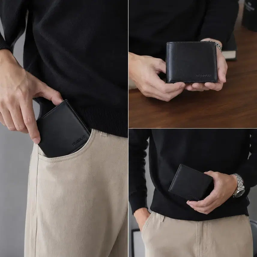 [BUNJANG] Black Bifold Wallet for Men / 블랙 반지갑 남성용