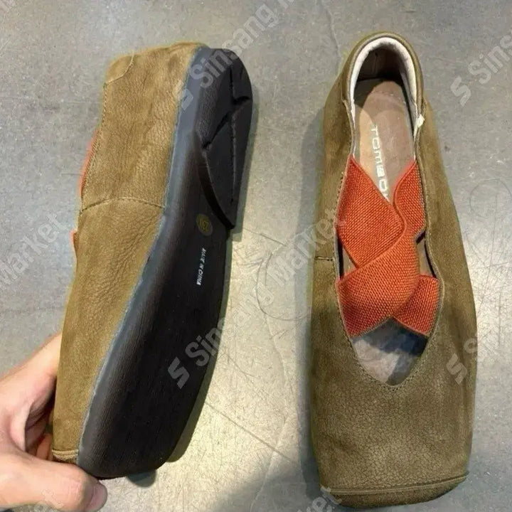 [BUNJANG] Soft Genuine Leather X-Strap Flats / 소가죽  단화