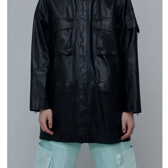[BUNJANG] Anytime Roric PRT Pansy Leather Black Leather Jacket M / 애니타임로릭 PRT 팬지 레더 블랙 가죽 자켓 M