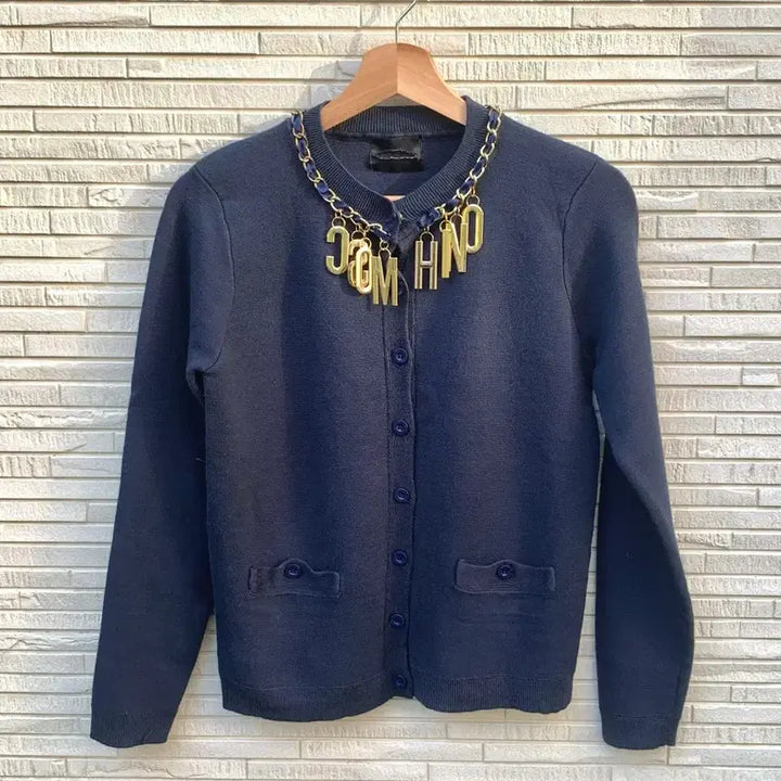 [BUNJANG] Moschino Chain Emblem Navy Wool Blend Cardigan / Moschino 모스키노 체인 가디건