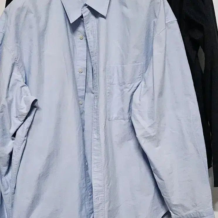 [BUNJANG] 8seconds Oversized Shirt Black/Blue / 에잇세컨즈 오버핏 셔츠 105블랙/블루