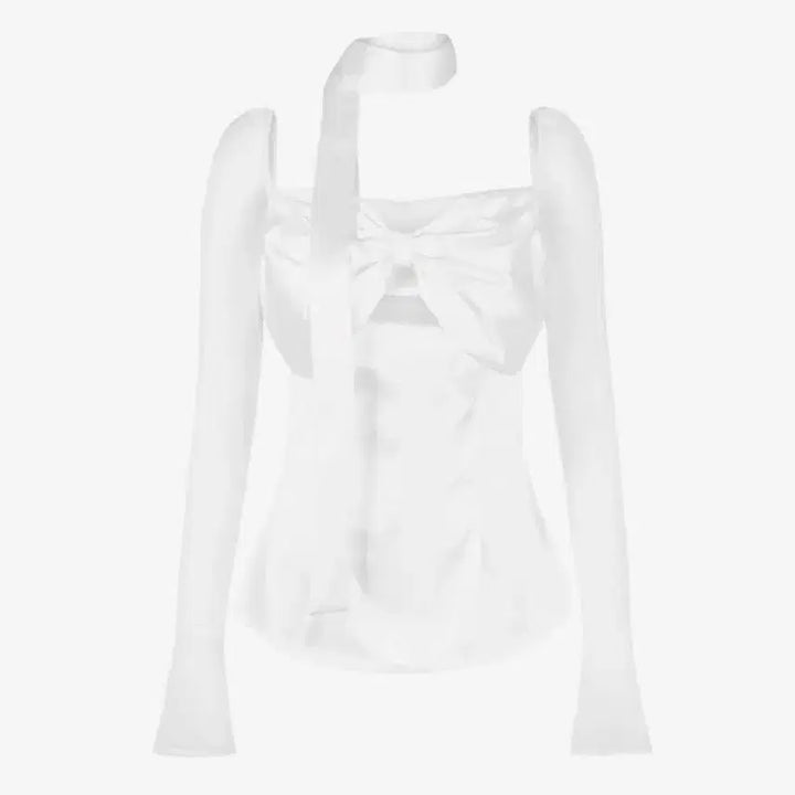 [SOLD OUT] 힐다 고희 실키 스완 리본 블라우스 화이트