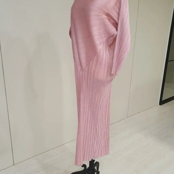 [BUNJANG] Pink Pleated Long Dress / 핑크 플리츠 롱 원피스