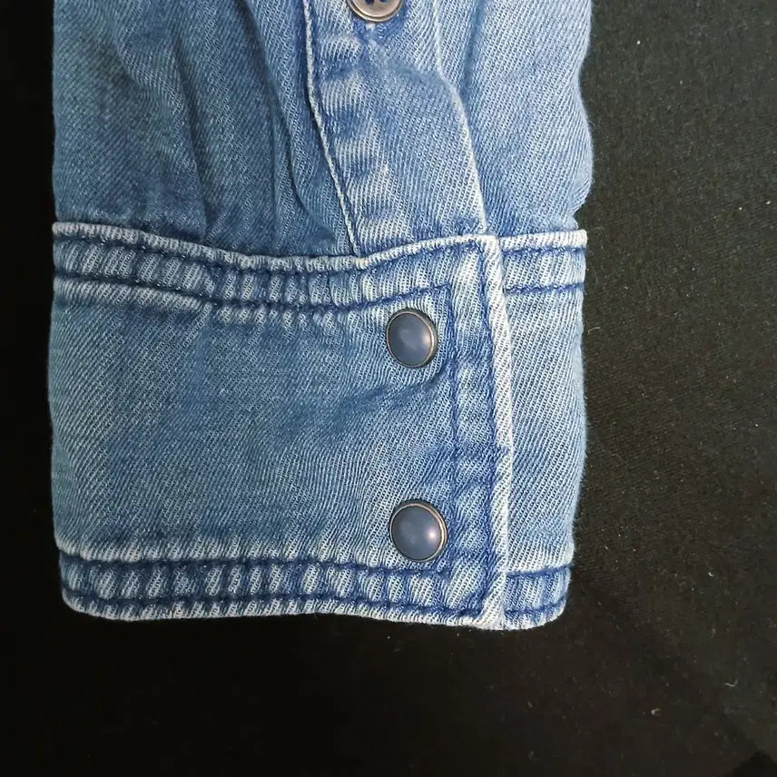 [BUNJANG] Zara Patchwork Vintage Check Denim Shirt / 자라 패치워크 빈티지 체크 데님 셔츠