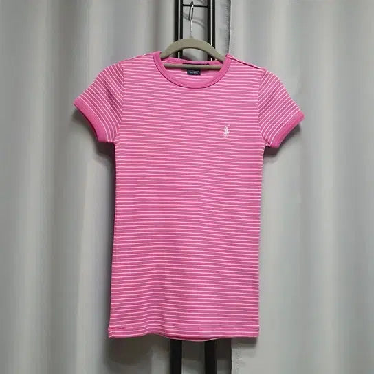 [BUNJANG] Polo Ralph Lauren Pink Striped Short Sleeve T-Shirt / 폴로 랄프로렌 핑크 스트라이프 반팔 티셔츠