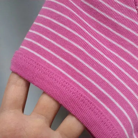 [BUNJANG] Polo Ralph Lauren Pink Striped Short Sleeve T-Shirt / 폴로 랄프로렌 핑크 스트라이프 반팔 티셔츠
