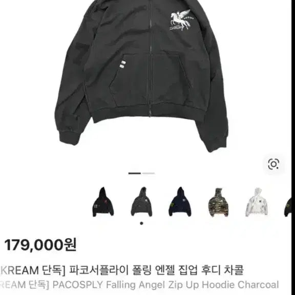 [BUNJANG] PACO SUPPLY Falling Angel Hoodie Charcoal / 파코서플라이 폴링 엔젤 후드집업 차콜