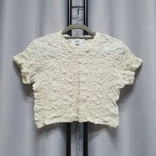 [BUNJANG] ROAIL Wrinkle Crop Short Sleeve T-Shirt Blouse / 로에일 링클 크롭 반팔 티셔츠 블라우스
