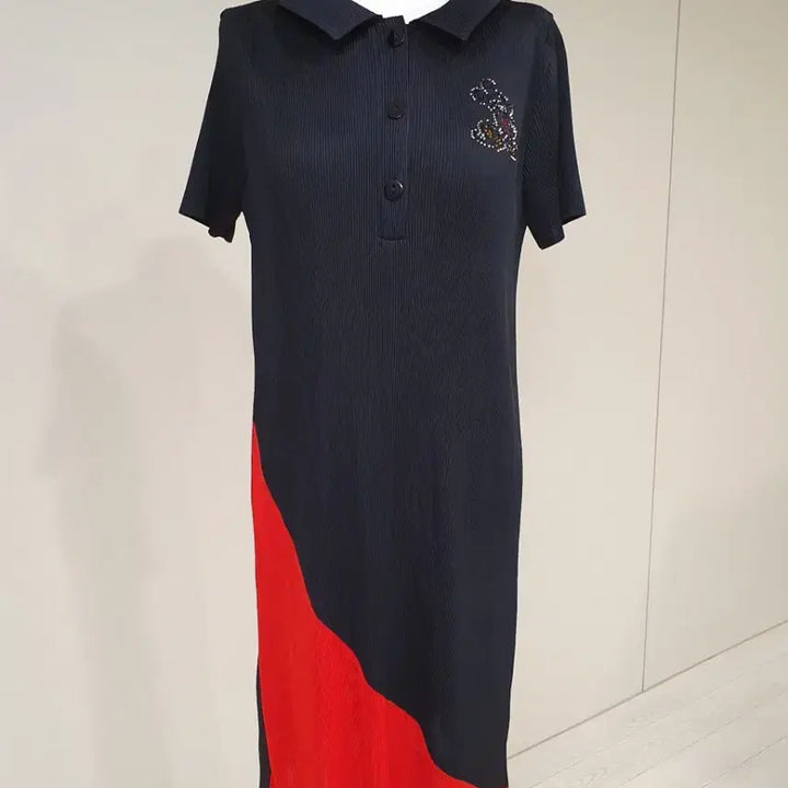 [BUNJANG] Colorblock Collar Knit Dress / 배색 카라넥 니트 원피스