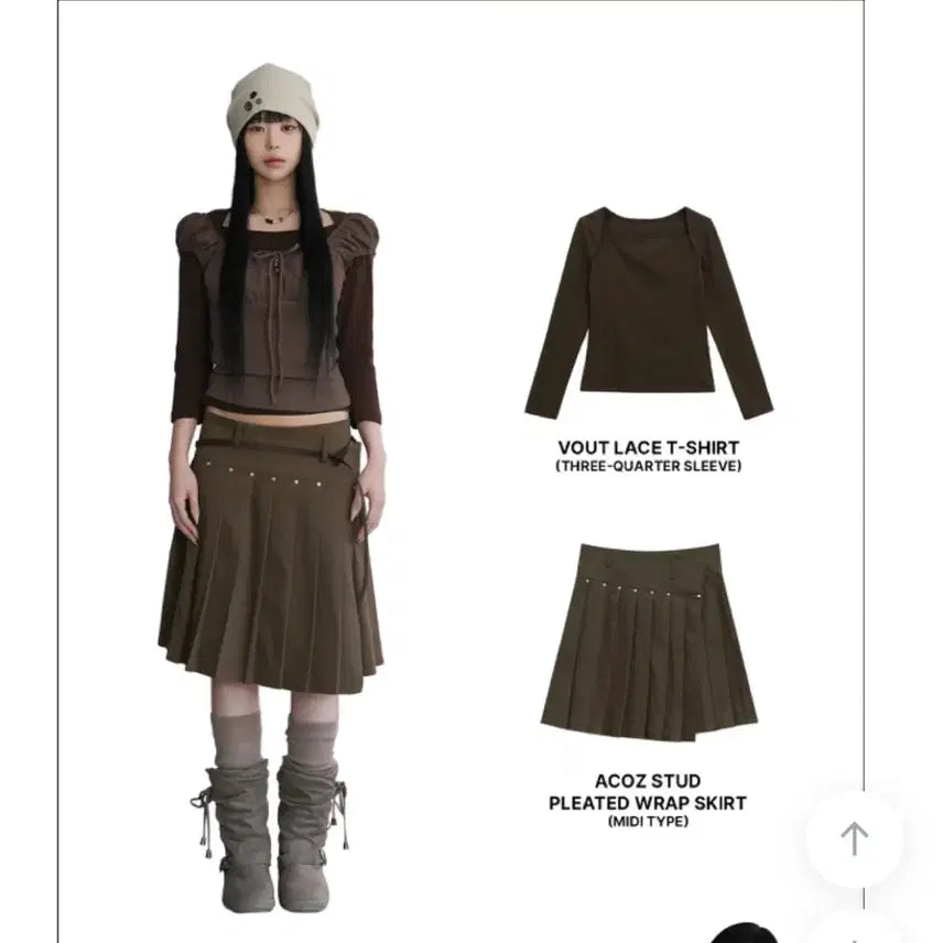 [BUNJANG] Binaryone Akoz Stutz Pleats Wrap Skirt Midi M / 바이너리원 아코즈 스터츠 플리츠 랩스커트 미디 M