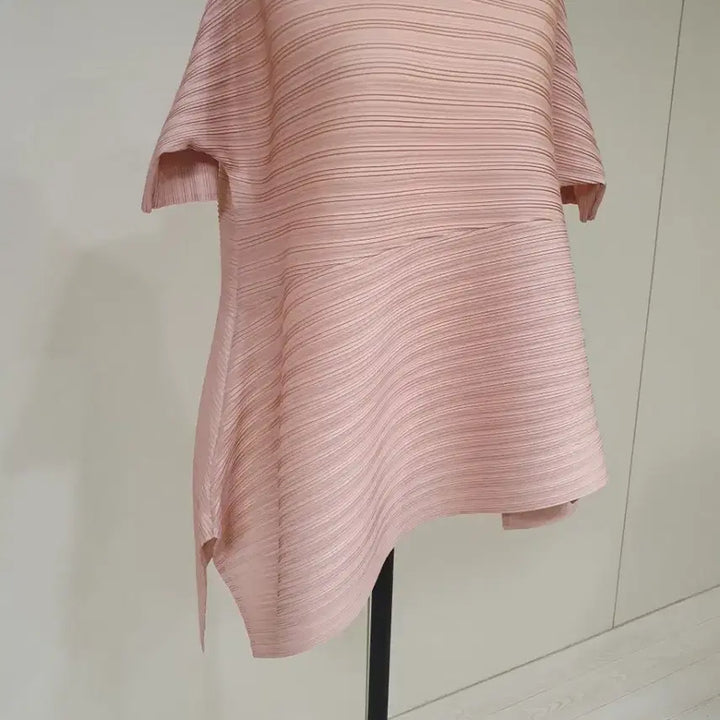 [BUNJANG] Pleated Short Sleeve Blouse - Pink / 플리츠 반팔 블라우스 핑크