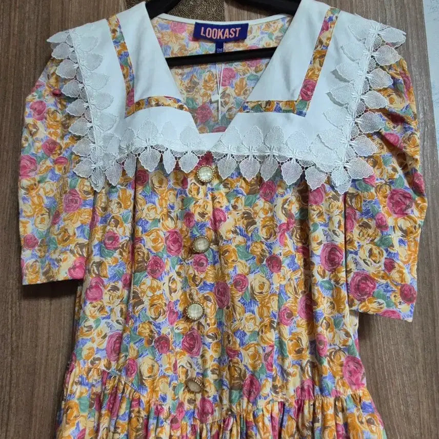 [BUNJANG] Lookast Flower Lace Long Dress / 룩캐스트 플라워 레이스 롱 원피스
