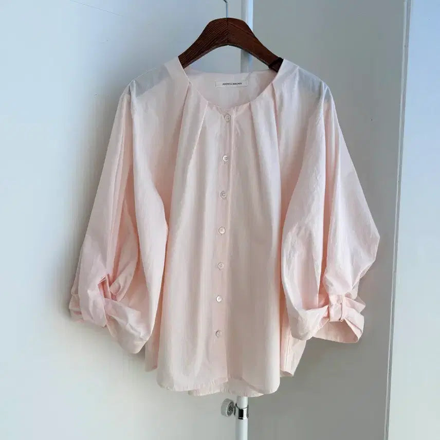 [SOLD OUT] 교신안함)피치 코튼 볼륨 블라우스-b급