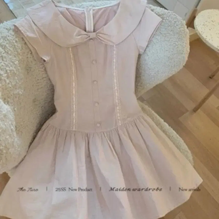 [BUNJANG] Ribbon Collar Mini Dress / 리본 카라 미니 원피스