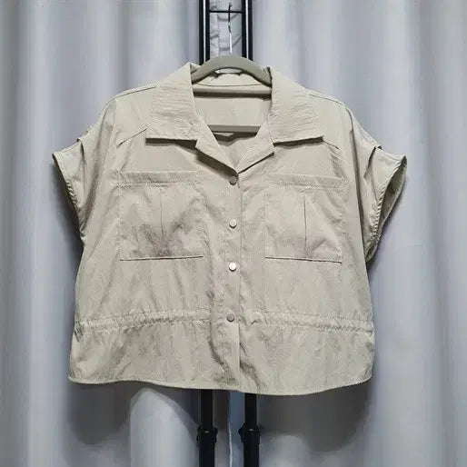 [BUNJANG] String Shirring Pocket Shirt Blouse Jacket / 스트링 카라 셔링 포켓 셔츠 블랏 자켓