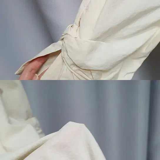 [BUNJANG] COS Cotton Ribbon Slit Blouse / COS 코스 바스락 코튼 리본 트임 블라우스