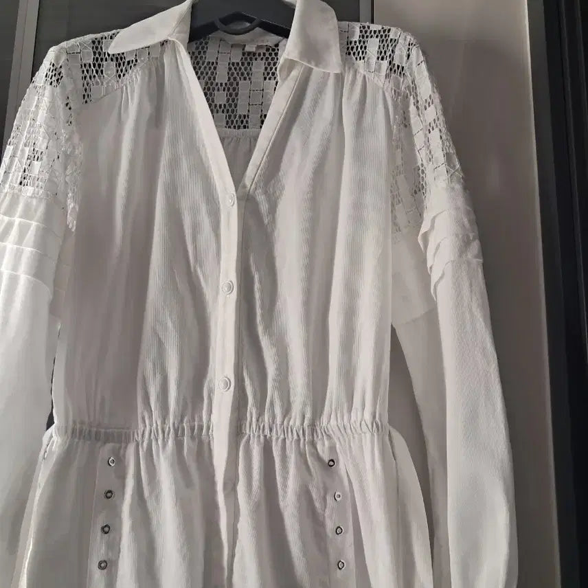 [BUNJANG] Egoist White Long Dress Lace Detail / 에고이스트 화이트 롱 원피스 듀엘지컷보브오즈세컨