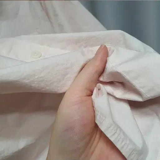 [BUNJANG] Pink Cotton Oversized Short-Sleeve Shirt / 핑크 바스락 코튼 반팔 셔츠