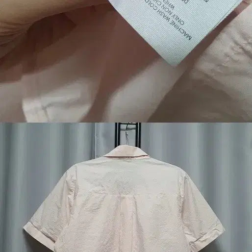 [BUNJANG] Pink Cotton Oversized Short-Sleeve Shirt / 핑크 바스락 코튼 반팔 셔츠