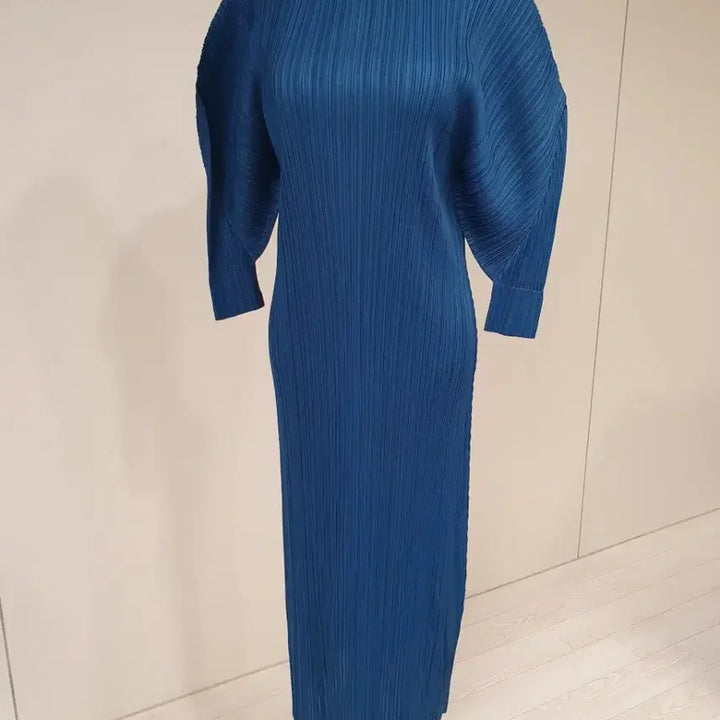 [BUNJANG] Blue Pleated Long Dress / 블루 플리츠 롱 원피스