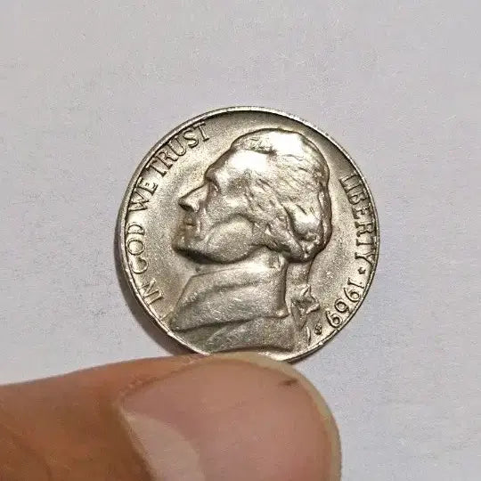 [BUNJANG] 1969 United States 5-Cent Jefferson Nickel Coin / 미국 1969년(s) 5센트 제퍼슨 니켈(동전.외국주화)A20