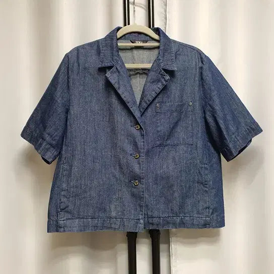 [BUNJANG] SIWY Denim Short-Sleeve Collared Shirt Jacket / 씨위 반팔 카라 데님 셔츠 자켓