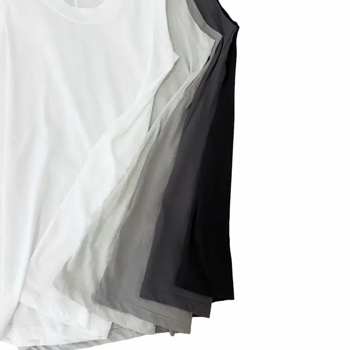 [BUNJANG] Premium Tencel U-Neck Sleeveless Top - 5 Colors / 교신안함)텐셀 유넥 나시/5컬러