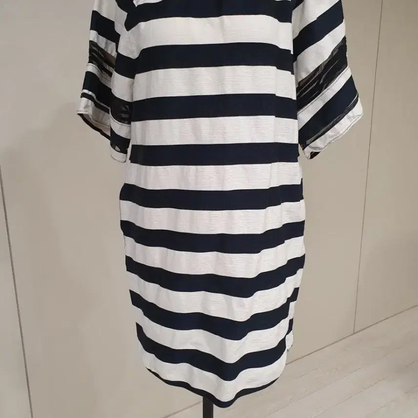 [BUNJANG] Time Stripe Short Sleeve Dress Navy White / 타임 스트라이프 반팔 원피스 네이비 화이트