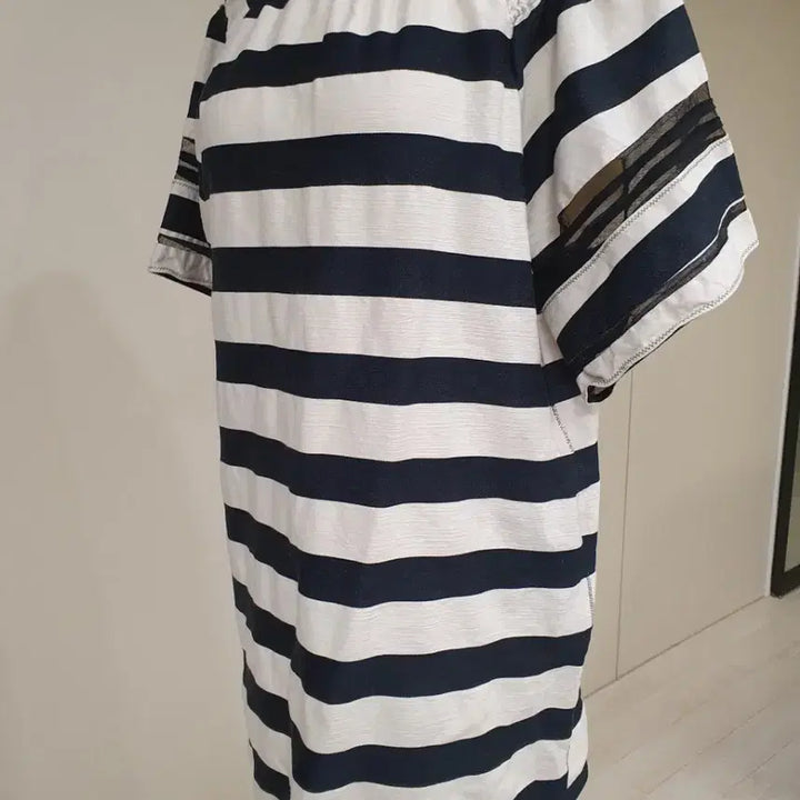 [BUNJANG] Time Stripe Short Sleeve Dress Navy White / 타임 스트라이프 반팔 원피스 네이비 화이트