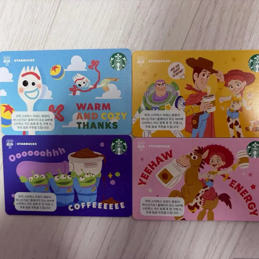 [BUNJANG] Starbucks Toy Story Card Set (4 Types) / 스타벅스 토이스토리 카드4종