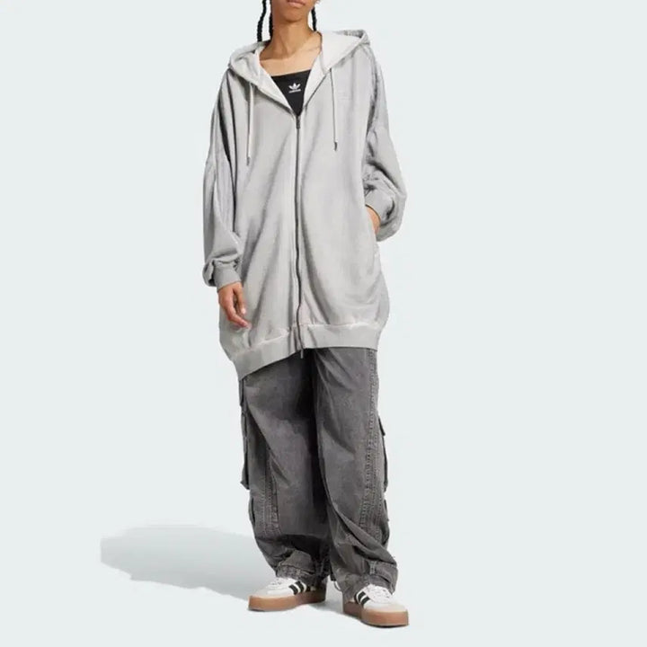[BUNJANG] Adidas Adilennium Washed Oversized Hooded Zip-Up Grey JM9250 / 아디다스 아딜레니움 워시드 오버사이즈 후드 집업 그레이 투 JM9250