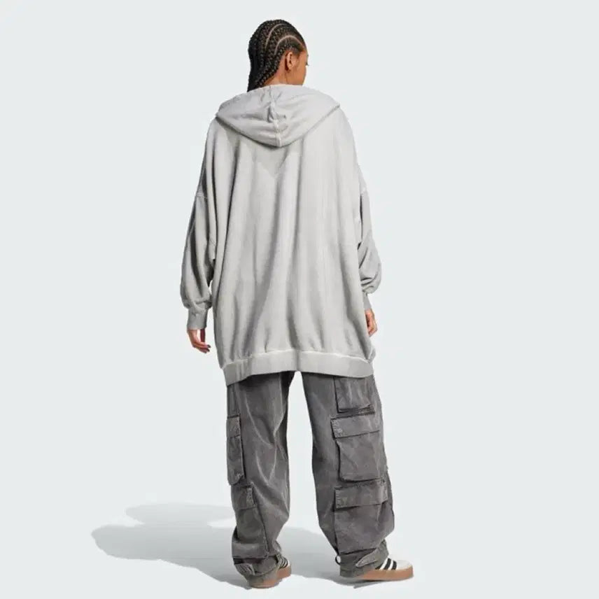 [BUNJANG] Adidas Adilennium Washed Oversized Hooded Zip-Up Grey JM9250 / 아디다스 아딜레니움 워시드 오버사이즈 후드 집업 그레이 투 JM9250