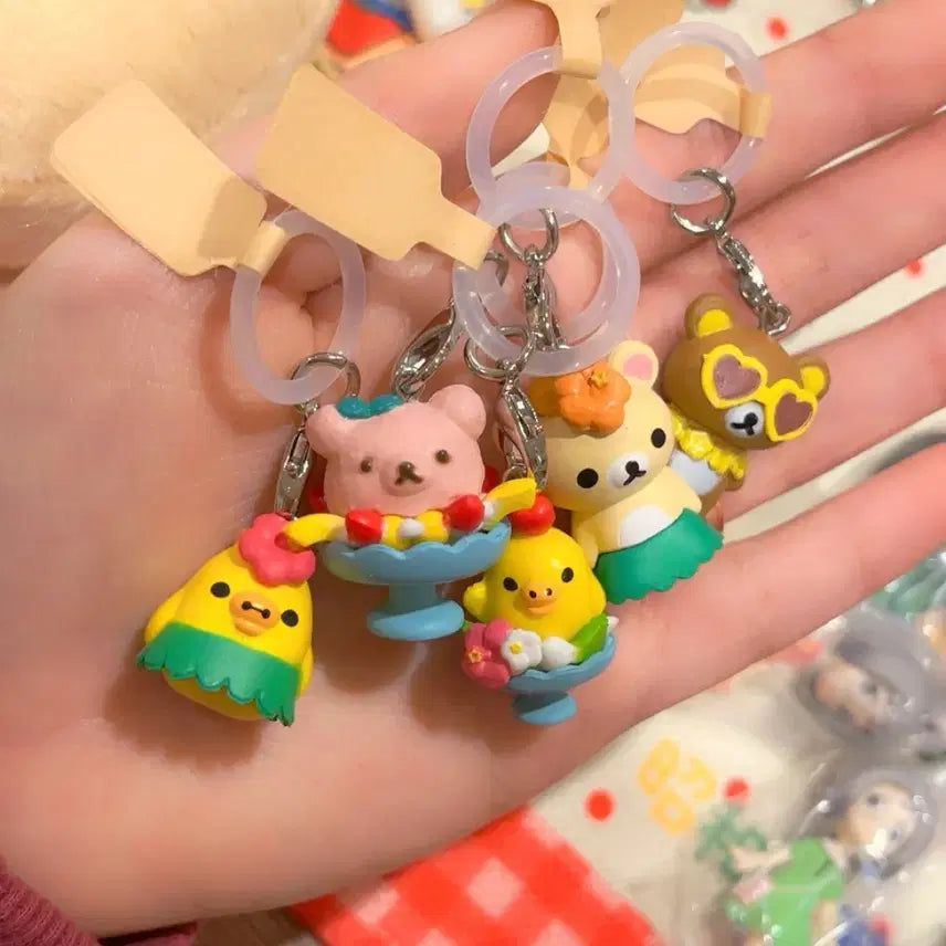 [BUNJANG] San-X Rilakkuma Hawaiian Aloha Keychain / 고전 산엑스 리락쿠마 알로하 하와이안 메지루시 키링