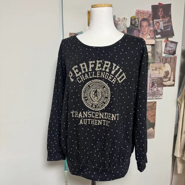 [BUNJANG] Vintage Star Pattern Printing Long Sleeve Black T-Shirt / 빈티지 스타 패턴 프린팅 롱슬리브 블랙 긴팔티