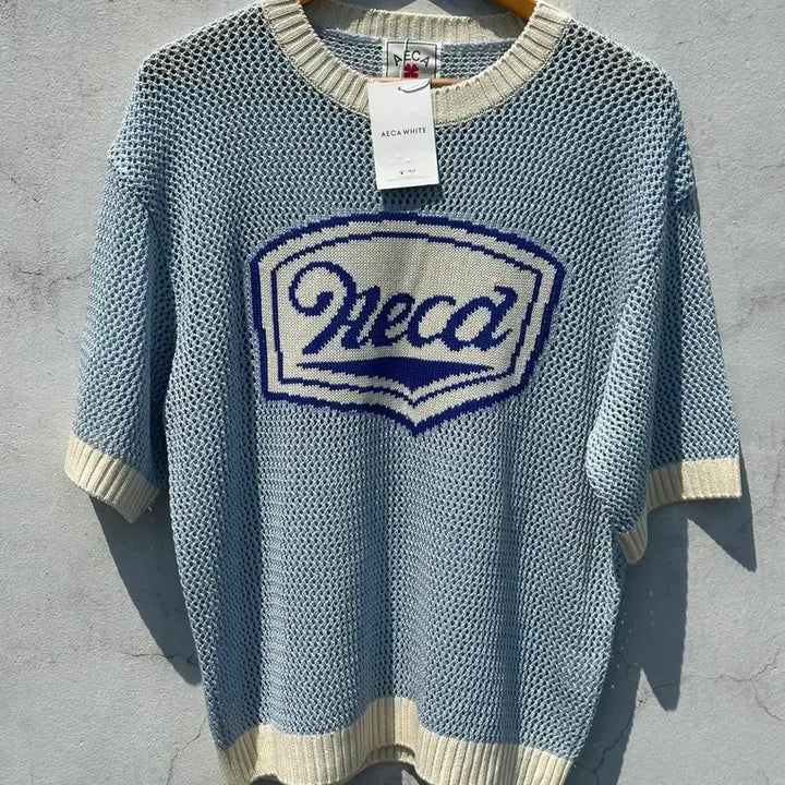 [BUNJANG] AECA White Short Sleeve Crochet Knit Top / (새상품) [L] AECA 에니카화이트 반팔 크로쉐니트